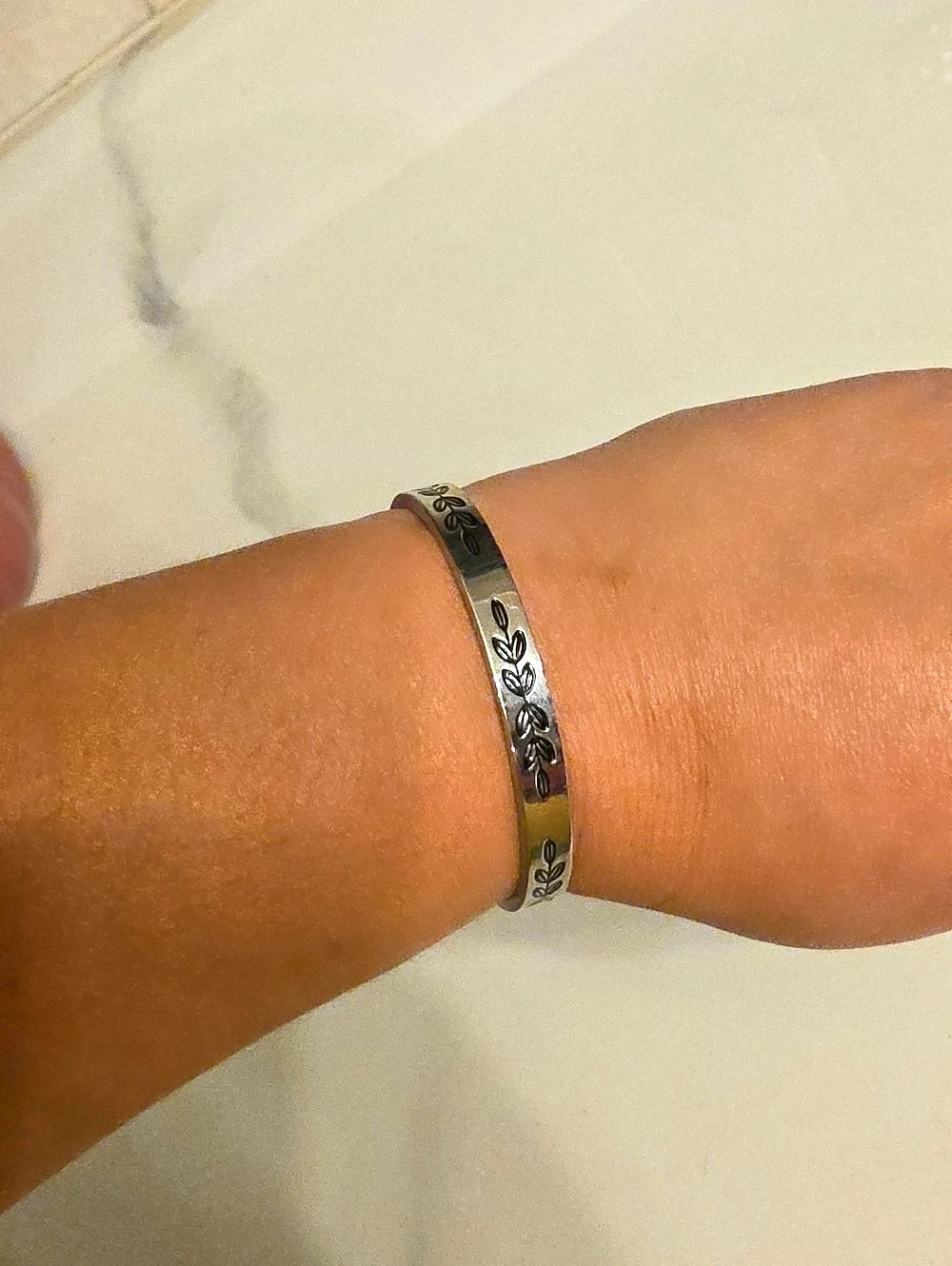 Engraved Silver-Tone Cuff Bracelet